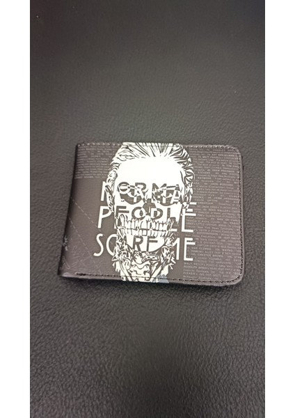 merikan Korku Hikayesi Temalı Erkek Cüzdanı Pu Deri ,q Stili Karikatür Kısa Para Cüzdanı ,american Horror Story Cüzdan -