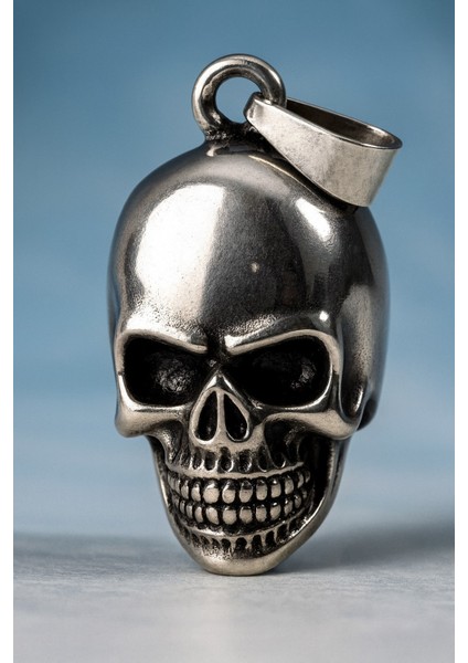 Paslanmaz Çelik, Gotik Tarz, Hediye Takı, Zincirli Model Erkek Metal Kurukafa Kolye