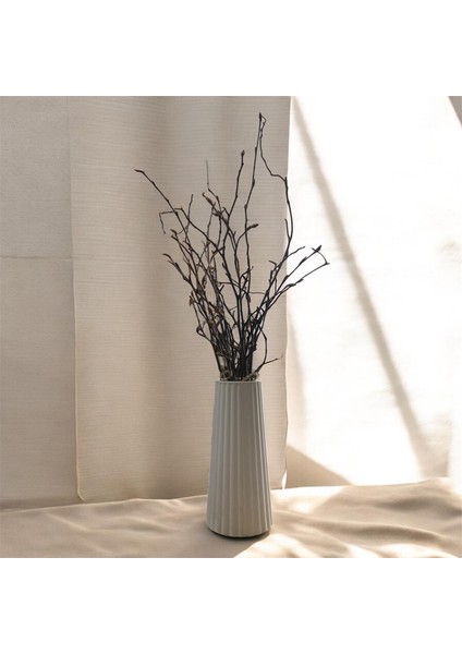 Kumkum Doğal Kuru Gürgen Dalı Dekoru (40 Cm) – Beyaz Vazolu