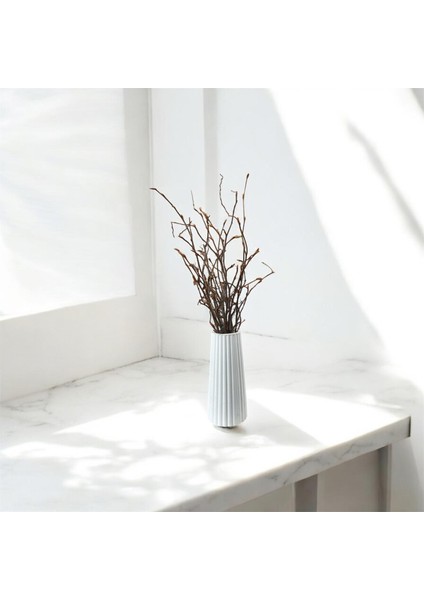 Kumkum Doğal Kuru Gürgen Dalı Dekoru (40 Cm) – Beyaz Vazolu modelleri