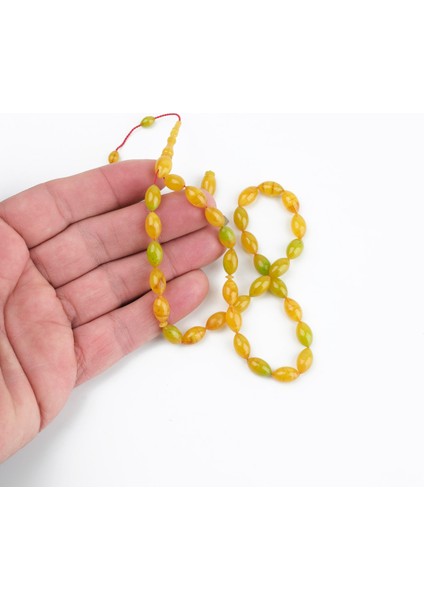 Katalin Dinlenmiş Çubuk Usta Işi Imzalı Beyzi Kesim 6X11MM Tesbih -Hareli Sarı fiyatları