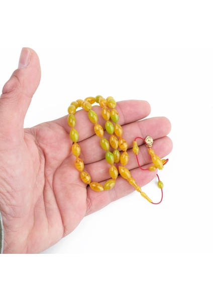 Katalin Dinlenmiş Çubuk Usta Işi Imzalı Beyzi Kesim 6X11MM Tesbih -Hareli Sarı modelleri