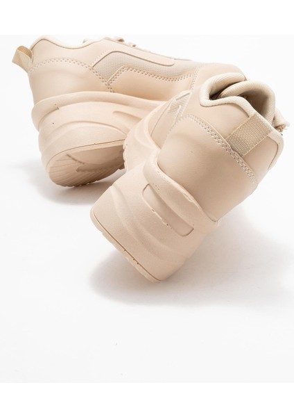 Kadın Fermuarlı Bağcıklı Spor Ayakkabı; Bej fırsatları