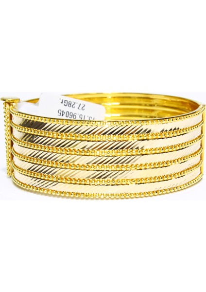 14 Ayar Altın 5 Sıralı Lazer Kesim Dorikalı Aynalı Kelepçe Bilezik 27.28 fiyatları