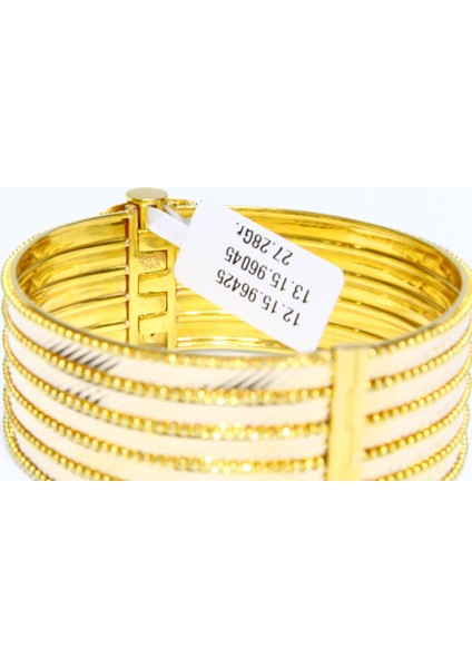 14 Ayar Altın 5 Sıralı Lazer Kesim Dorikalı Aynalı Kelepçe Bilezik 27.28 fırsatları