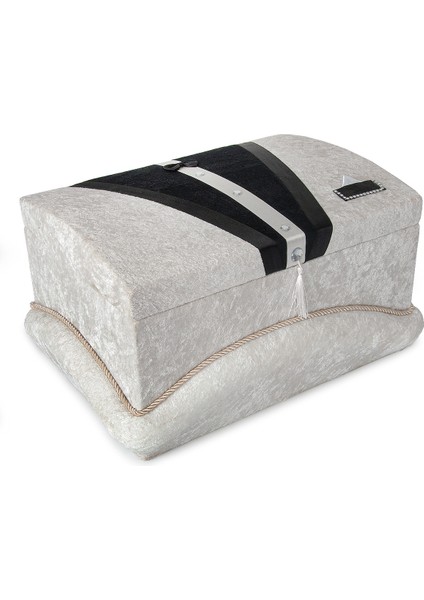 Kadife Süngerli Şeritli Söz Nişan Düğün Çeyizlik Gelin Bohça Sandık Seti (Büyük+Küçük) - Krem/siyah fiyatları