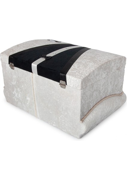 Kadife Süngerli Şeritli Söz Nişan Düğün Çeyizlik Gelin Bohça Sandık Seti (Büyük+Küçük) - Krem/siyah fırsatları