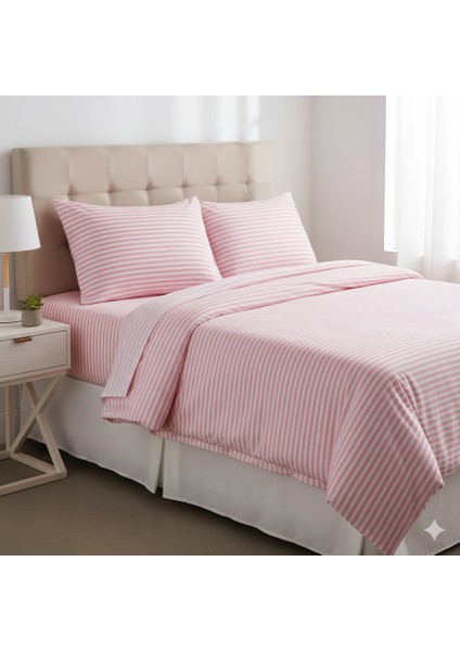 Premium %100 Pamuk Çift Kişilik Nevresim Takımı | Naturel Kumaş – Lastikli Çarşaf