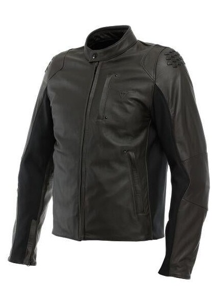 Istirice Korumalı Deri Motosiklet Montu Dark Brown