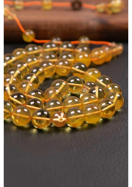 Sarı Hareli 45 Taneli Özel Seri Bakalit Sıkma Tesbih
