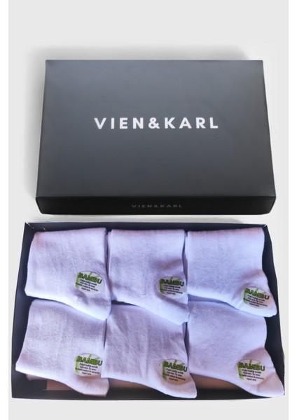 Erkek Beyaz Bambu Çorap 6'lı Premium Kutu