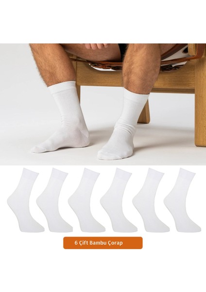 Erkek Beyaz Bambu Çorap 6'lı Premium Kutu modelleri