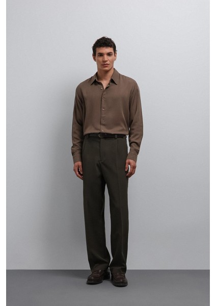 Açık Kahve Teknik Regular Fit Erkek Gömlek fiyatları