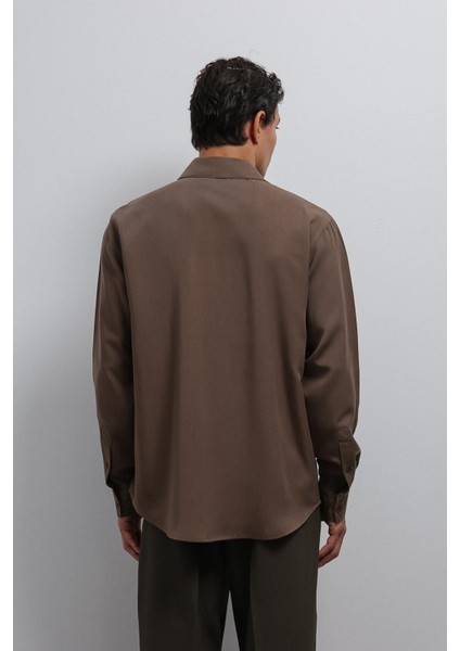 Açık Kahve Teknik Regular Fit Erkek Gömlek indirimleri