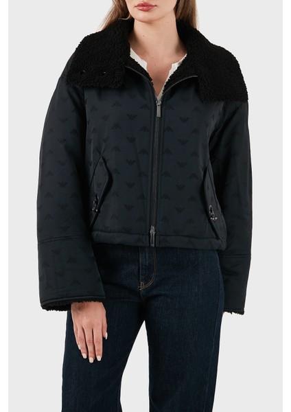 Tamamı Logolu Yün Karışımlı Klasik Yaka Fermuarlı Mont Bayan Mont EW001392 AF14362 UC001