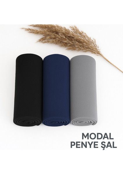 Penye Şal 3 Set Kalite Penye Şal (Siyah Lacivert Giri) Modal