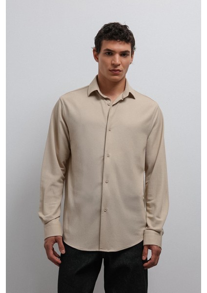 Bej Relax Fit Erkek Gömlek