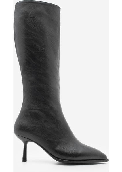 Kadın Sivri Burun Yarım Fermuarlı Ince Topuklu Çizme Lavisa Siyah modelleri