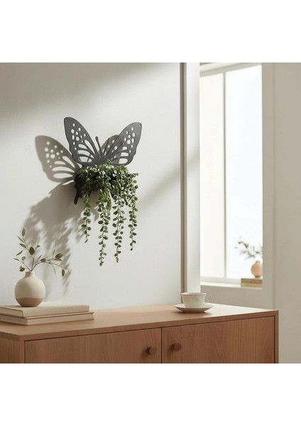 Kelebek Temalı Duvar Rafı Mumluk Model 1 Siyah fırsatları