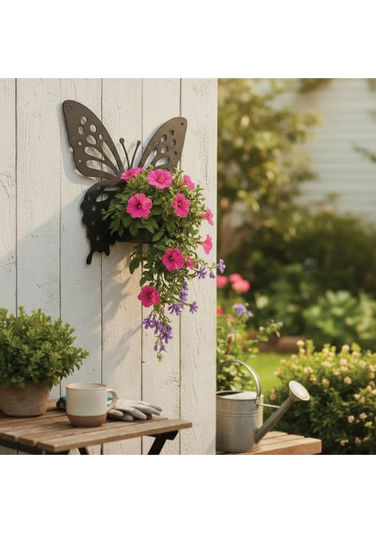 Kelebek Temalı Duvar Rafı Mumluk Model 1 Siyah