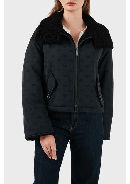 Tamamı Logolu Yün Karışımlı Klasik Yaka Fermuarlı Mont Bayan Mont EW001392 AF14362 UC001