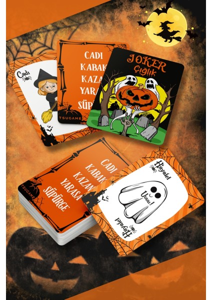 Halloween Kart Oyunu |cadı Kabak Kazan Yarasa Süpürge |cadılar Bayramı Eğlenceli Parti ve Aile Oyunu