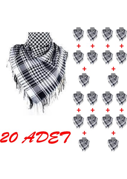 Lot 20 Li, Siyah Beyaz Şal.kefiye Model . Kare Puşi