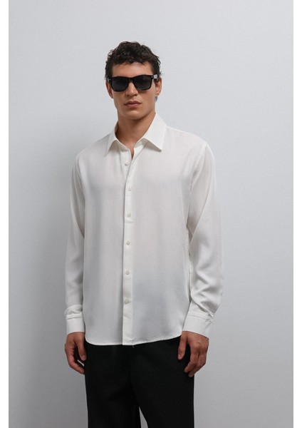 Ekru Teknik Regular Fit Erkek Gömlek