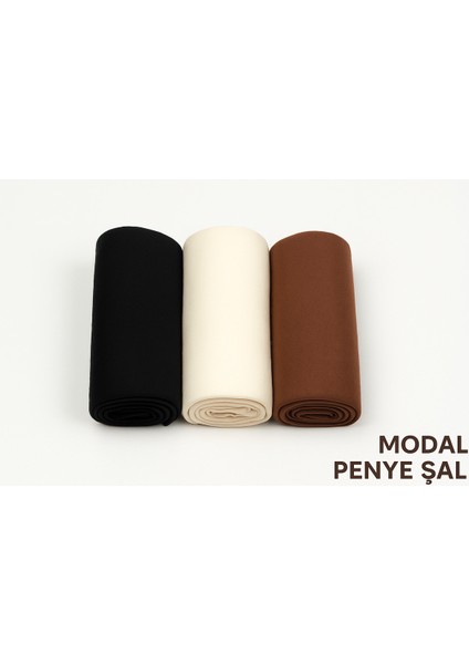 Penye Şal 3 Set Kalite Penye Şal (Krem Siyah Kahve) Modal