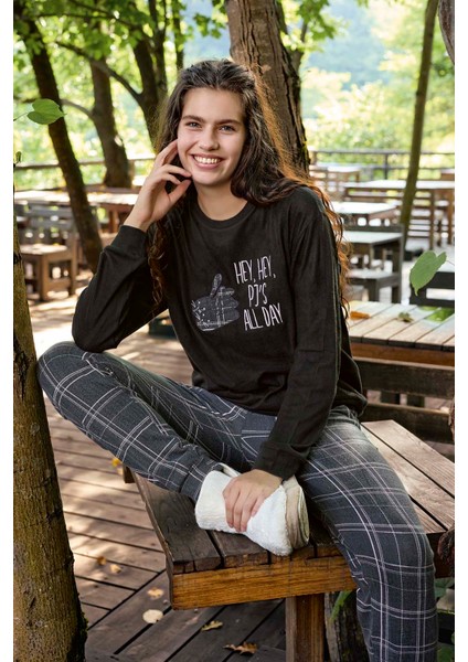 Kadın Termal Uzun Kol Pijama Takımı 30054 SIYAH01 modelleri