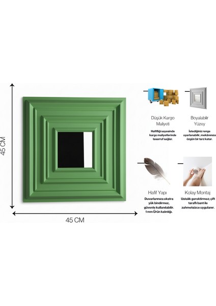 Yeşil 45X45 cm Dekoratif Duvar Paneli – 6’lı Set indirimleri