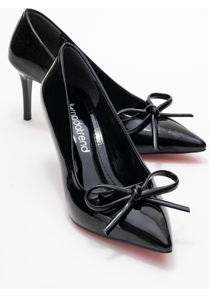 Kadın Topuklu Ayakkabı; Siyah Rugan