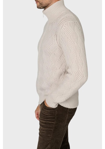 Yün ve Kaşmir Karışımlı Regular Fit Dik Yaka Fermuarlı Hırka Erkek Hırka 10155 19654 113 fırsatları