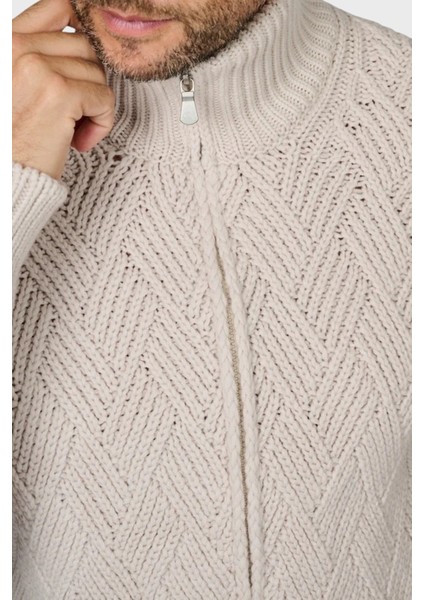 Yün ve Kaşmir Karışımlı Regular Fit Dik Yaka Fermuarlı Hırka Erkek Hırka 10155 19654 113 indirimleri