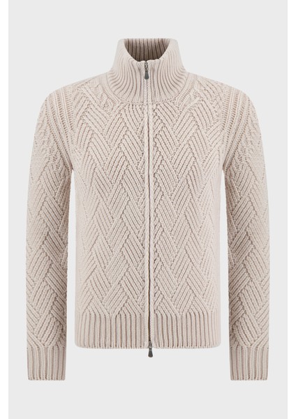 Yün ve Kaşmir Karışımlı Regular Fit Dik Yaka Fermuarlı Hırka Erkek Hırka 10155 19654 113