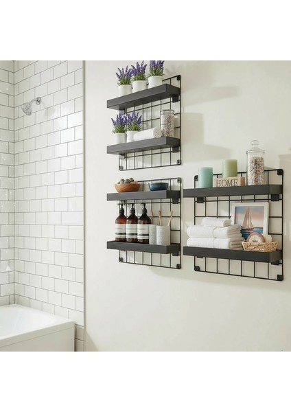 3'lü 33X33 Dekoratif Hasır Tel Duvar Paneli 6 Raflı Siyah fiyatları