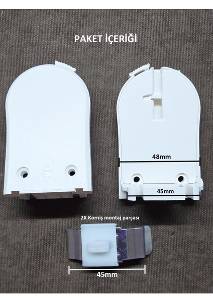 Plastik Kasalı Zebra ve Stor Perde Mekanizma Zincir Kapak Tamir Seti Beyaz