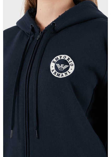 Pamuklu Relaxed Fit Kapüşonlu Içi Yumaşak Tüylü Fermuarlı Sweat Bayan Sweat EW001935 AF15363 UB101