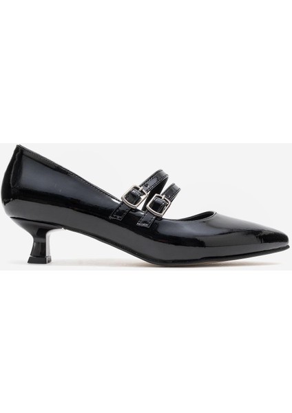 Kadın 2 Biyeli Topuklu Ayakkabı; Siyah Rugan fiyatları