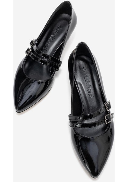 Kadın 2 Biyeli Topuklu Ayakkabı; Siyah Rugan indirimleri