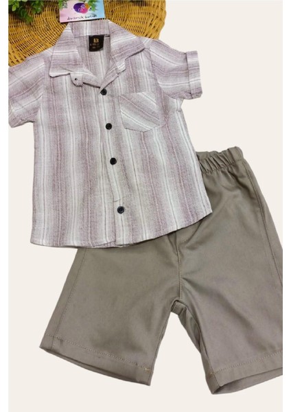 Erkek Çocuk Ince Yazlık Kısa Kollu Gömlek Saten Şortlu 2li Takım Bayramlık Takım/tam Kalıp fiyatları