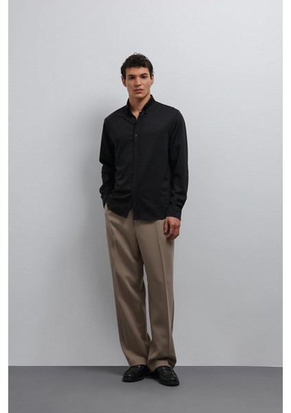 Siyah Relax Fit Erkek Gömlek fiyatları