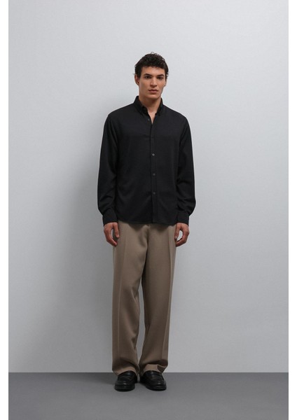 Siyah Relax Fit Erkek Gömlek modelleri