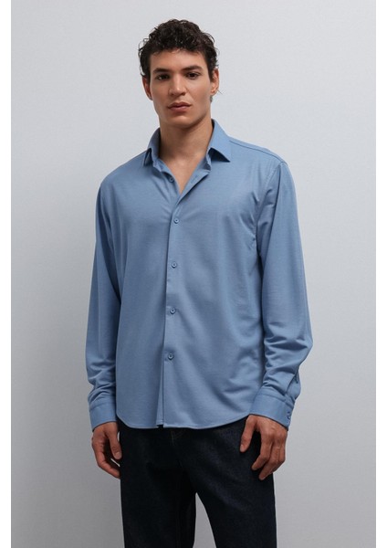 Bebe Mavi Relax Fit Erkek Gömlek