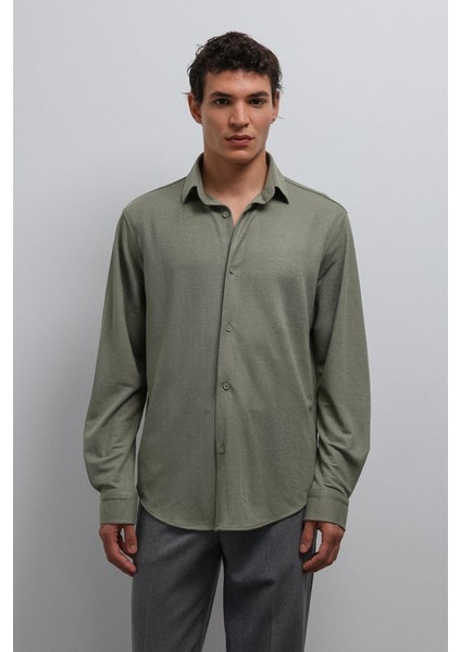 Haki Relax Fit Erkek Gömlek