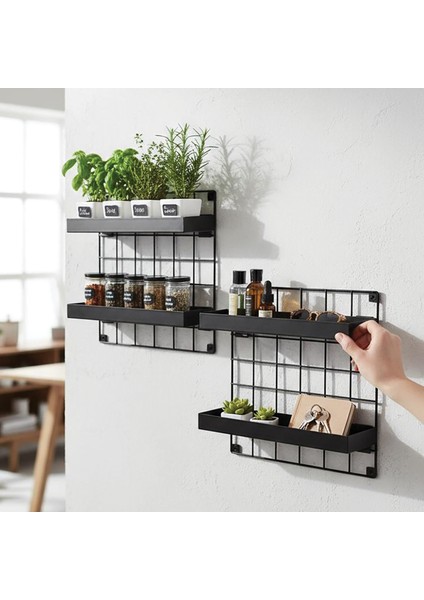 2'li 33X33 Dekoratif Hasır Tel Duvar Paneli 4 Raflı Siyah fiyatları