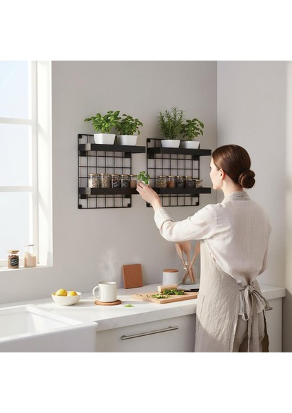 2'li 33X33 Dekoratif Hasır Tel Duvar Paneli 4 Raflı Siyah indirimleri