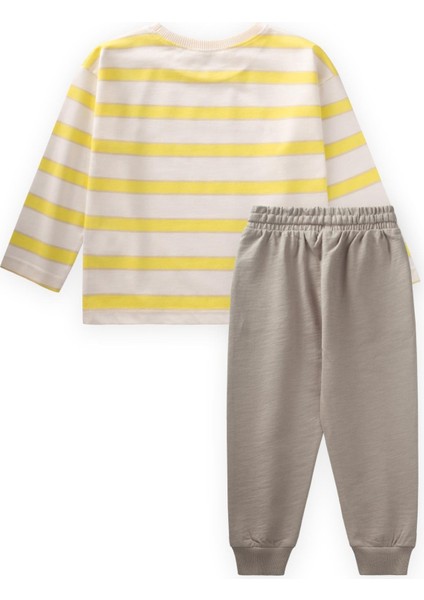 Çizgili Uzun Kollu T-Shırt Takım 2-12 Yaş Bej Sarı Çizgili fiyatları