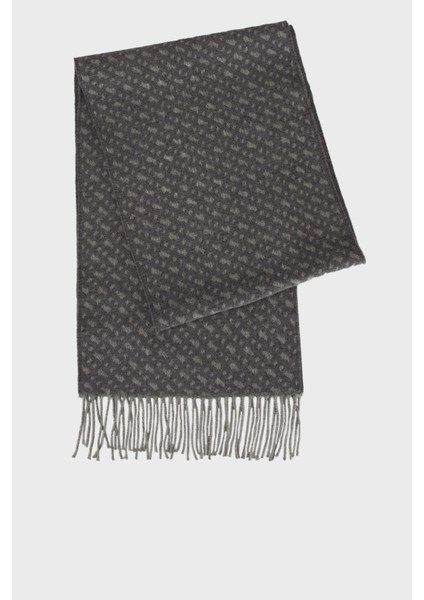 30 x 168 cm Logolu Yünlü Saçaklı Atkı Erkek Atkı 50549851 030