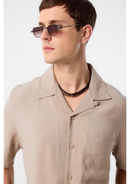 Bej Modal Kumaş Erkek Gömlek fırsatları